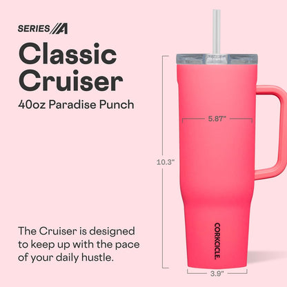 Cruiser Insulated Tumbler - Keeps Drinks Cold 20 Hours - Triple-Insulated Stainless Steel - Spill-Proof Lid - Summer Drinkware Gift - Keeps Drinks Ice Cold - 40 oz - Gloss Powder Blue