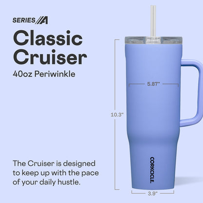 Cruiser Insulated Tumbler - Keeps Drinks Cold 20 Hours - Triple-Insulated Stainless Steel - Spill-Proof Lid - Summer Drinkware Gift - Keeps Drinks Ice Cold - 40 oz - Gloss Powder Blue