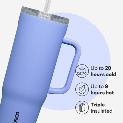 Cruiser Insulated Tumbler - Keeps Drinks Cold 20 Hours - Triple-Insulated Stainless Steel - Spill-Proof Lid - Summer Drinkware Gift - Keeps Drinks Ice Cold - 40 oz - Gloss Powder Blue