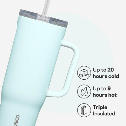 Cruiser Insulated Tumbler - Keeps Drinks Cold 20 Hours - Triple-Insulated Stainless Steel - Spill-Proof Lid - Summer Drinkware Gift - Keeps Drinks Ice Cold - 40 oz - Gloss Powder Blue