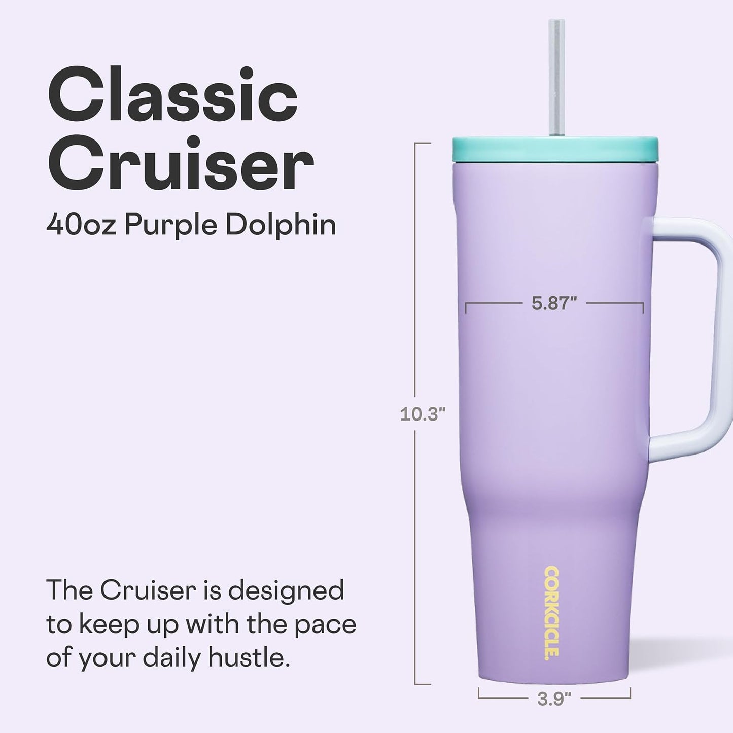 Cruiser Insulated Tumbler - Keeps Drinks Cold 20 Hours - Triple-Insulated Stainless Steel - Spill-Proof Lid - Summer Drinkware Gift - Keeps Drinks Ice Cold - 40 oz - Gloss Powder Blue