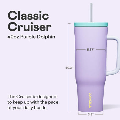Cruiser Insulated Tumbler - Keeps Drinks Cold 20 Hours - Triple-Insulated Stainless Steel - Spill-Proof Lid - Summer Drinkware Gift - Keeps Drinks Ice Cold - 40 oz - Gloss Powder Blue