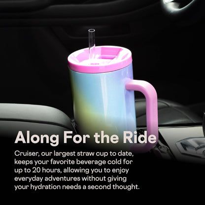 Cruiser Insulated Tumbler - Keeps Drinks Cold 20 Hours - Triple-Insulated Stainless Steel - Spill-Proof Lid - Summer Drinkware Gift - Keeps Drinks Ice Cold - 40 oz - Gloss Powder Blue