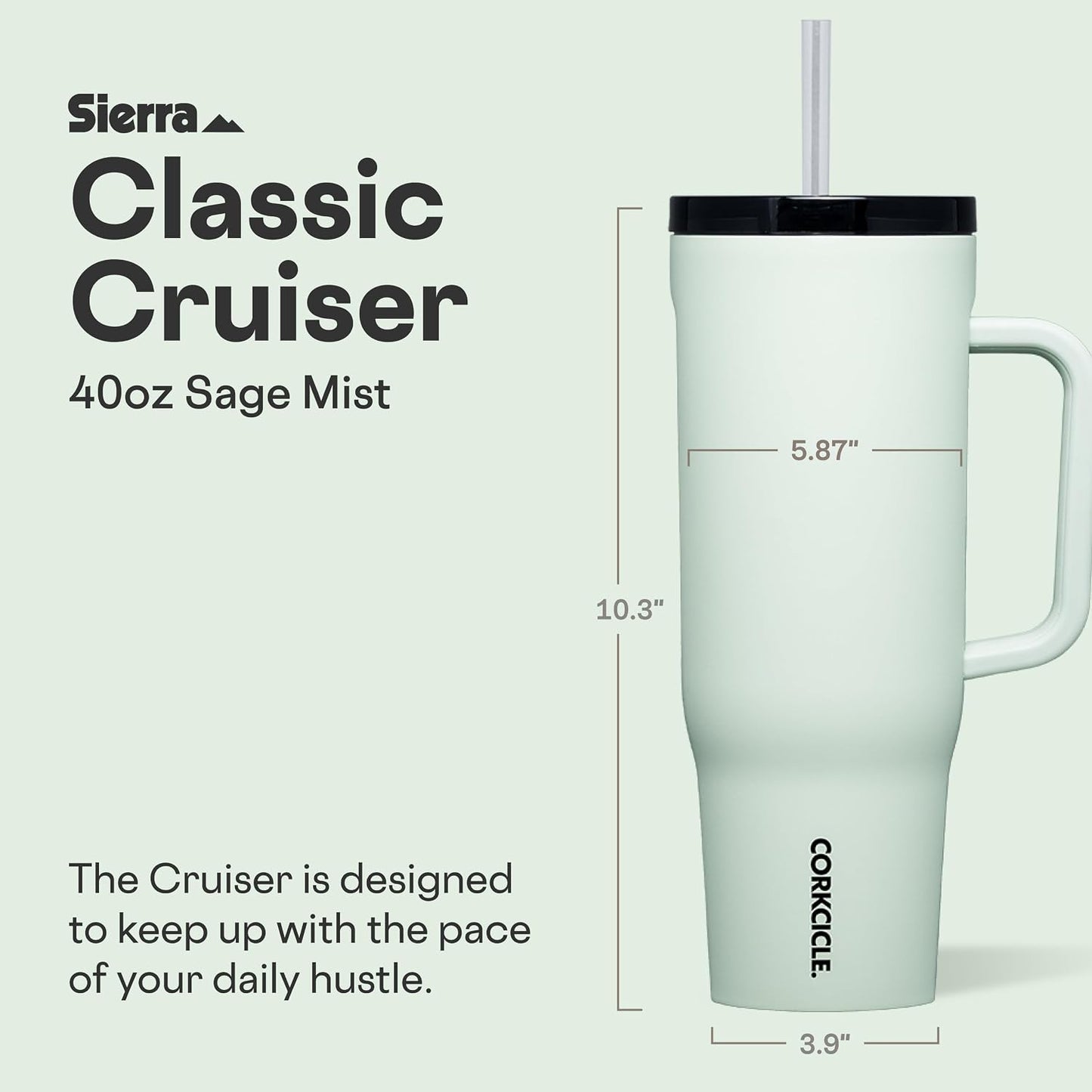 Cruiser Insulated Tumbler - Keeps Drinks Cold 20 Hours - Triple-Insulated Stainless Steel - Spill-Proof Lid - Summer Drinkware Gift - Keeps Drinks Ice Cold - 40 oz - Gloss Powder Blue
