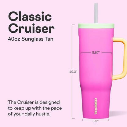 Cruiser Insulated Tumbler - Keeps Drinks Cold 20 Hours - Triple-Insulated Stainless Steel - Spill-Proof Lid - Summer Drinkware Gift - Keeps Drinks Ice Cold - 40 oz - Gloss Powder Blue