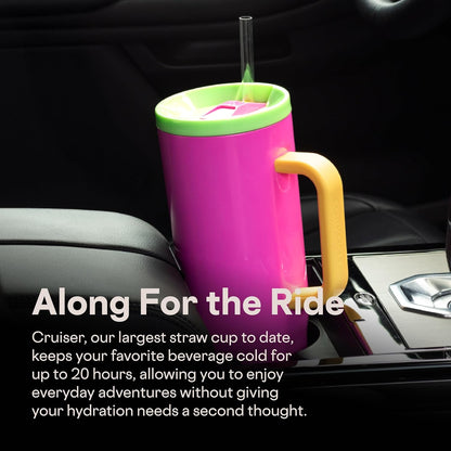 Cruiser Insulated Tumbler - Keeps Drinks Cold 20 Hours - Triple-Insulated Stainless Steel - Spill-Proof Lid - Summer Drinkware Gift - Keeps Drinks Ice Cold - 40 oz - Gloss Powder Blue