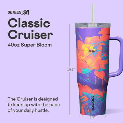 Cruiser Insulated Tumbler - Keeps Drinks Cold 20 Hours - Triple-Insulated Stainless Steel - Spill-Proof Lid - Summer Drinkware Gift - Keeps Drinks Ice Cold - 40 oz - Gloss Powder Blue