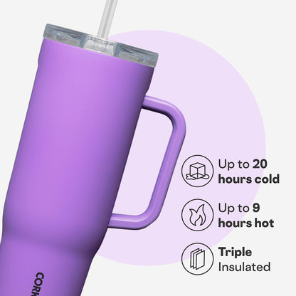 Cruiser Insulated Tumbler - Keeps Drinks Cold 20 Hours - Triple-Insulated Stainless Steel - Spill-Proof Lid - Summer Drinkware Gift - Keeps Drinks Ice Cold - 40 oz - Gloss Powder Blue