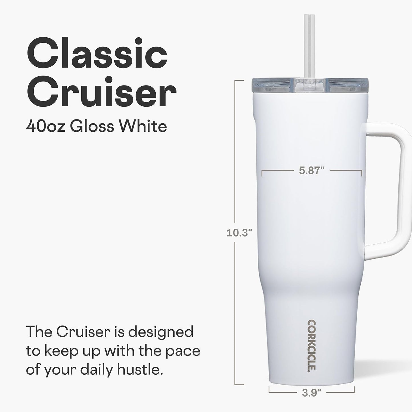 Cruiser Insulated Tumbler - Keeps Drinks Cold 20 Hours - Triple-Insulated Stainless Steel - Spill-Proof Lid - Summer Drinkware Gift - Keeps Drinks Ice Cold - 40 oz - Gloss Powder Blue