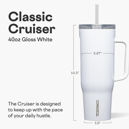 Cruiser Insulated Tumbler - Keeps Drinks Cold 20 Hours - Triple-Insulated Stainless Steel - Spill-Proof Lid - Summer Drinkware Gift - Keeps Drinks Ice Cold - 40 oz - Gloss Powder Blue