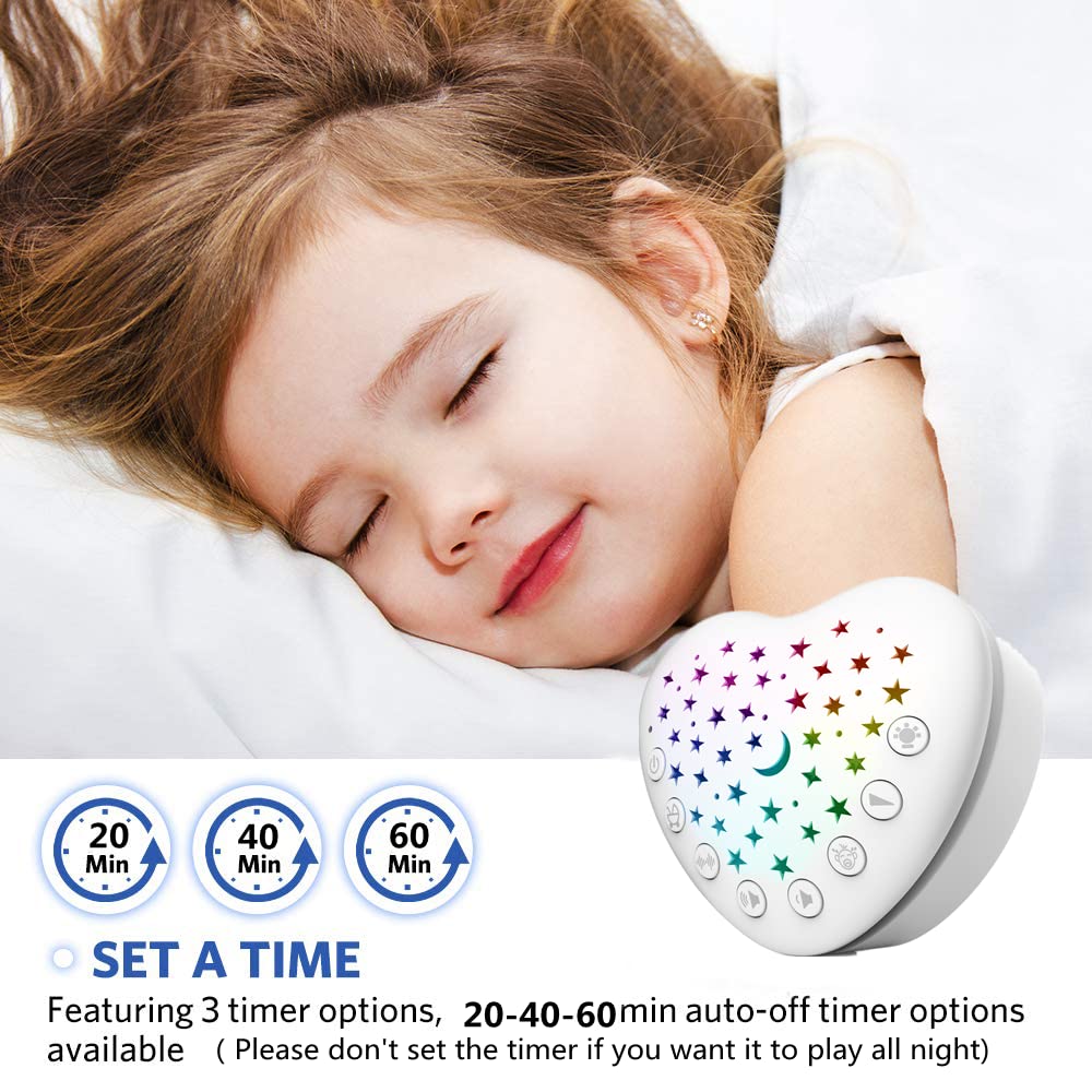 A13 White Noise Machine & Baby Sleep Soother with 15 Soothing Sounds & Projector Night Light Music Box, Cry Sensor, Rechargeable, Portable for Newborns, Toddlers, Attaches to Crib