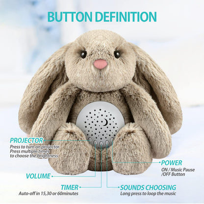 A13 White Noise Machine & Baby Sleep Soother with 15 Soothing Sounds & Projector Night Light Music Box, Cry Sensor, Rechargeable, Portable for Newborns, Toddlers, Attaches to Crib