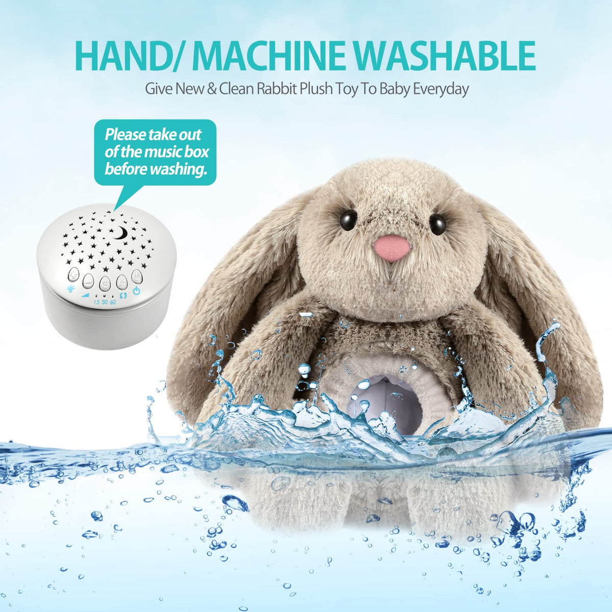 A13 White Noise Machine & Baby Sleep Soother with 15 Soothing Sounds & Projector Night Light Music Box, Cry Sensor, Rechargeable, Portable for Newborns, Toddlers, Attaches to Crib