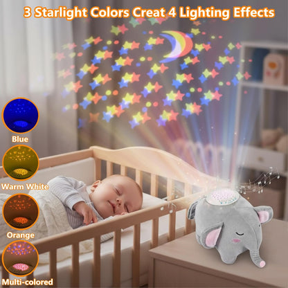 A13 White Noise Machine & Baby Sleep Soother with 15 Soothing Sounds & Projector Night Light Music Box, Cry Sensor, Rechargeable, Portable for Newborns, Toddlers, Attaches to Crib
