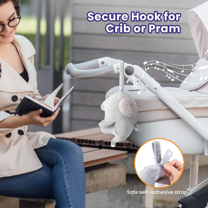 A13 White Noise Machine & Baby Sleep Soother with 15 Soothing Sounds & Projector Night Light Music Box, Cry Sensor, Rechargeable, Portable for Newborns, Toddlers, Attaches to Crib