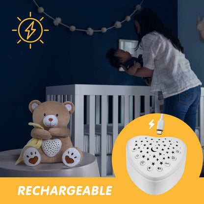 A13 White Noise Machine & Baby Sleep Soother with 15 Soothing Sounds & Projector Night Light Music Box, Cry Sensor, Rechargeable, Portable for Newborns, Toddlers, Attaches to Crib
