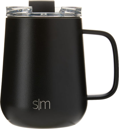Voyager Signature Mug | Travel Coffee Tumbler with 360° Lid and Handle | Ceramic-Lined Insulated Stainless Steel Iced Cold Brew Cup | 12oz, Blush