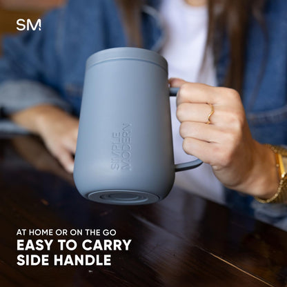 Voyager Signature Mug | Travel Coffee Tumbler with 360° Lid and Handle | Ceramic-Lined Insulated Stainless Steel Iced Cold Brew Cup | 12oz, Blush