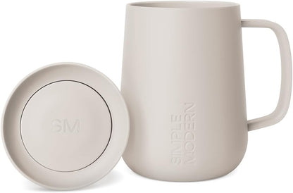 Voyager Signature Mug | Travel Coffee Tumbler with 360° Lid and Handle | Ceramic-Lined Insulated Stainless Steel Iced Cold Brew Cup | 12oz, Blush