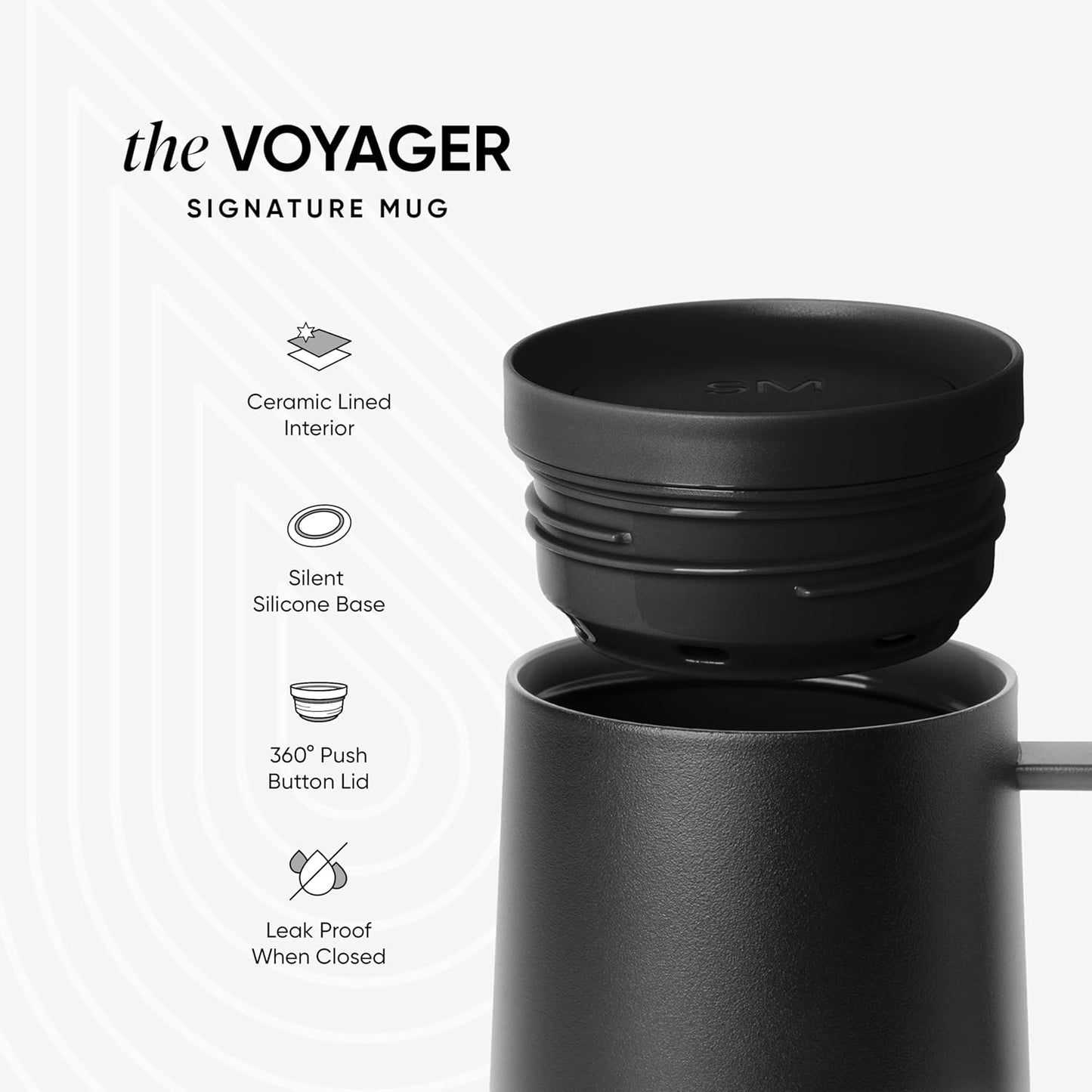 Voyager Signature Mug | Travel Coffee Tumbler with 360° Lid and Handle | Ceramic-Lined Insulated Stainless Steel Iced Cold Brew Cup | 12oz, Blush