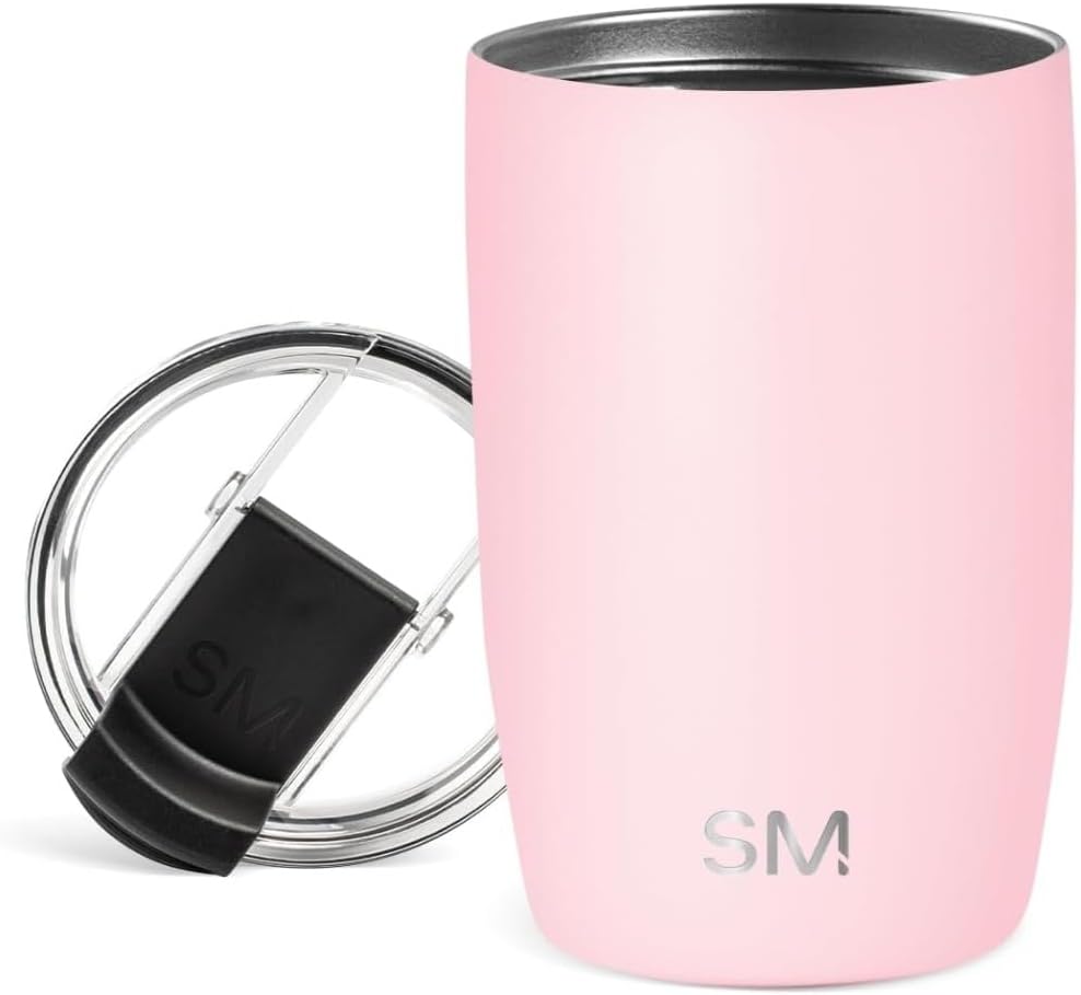 Voyager Signature Mug | Travel Coffee Tumbler with 360° Lid and Handle | Ceramic-Lined Insulated Stainless Steel Iced Cold Brew Cup | 12oz, Blush