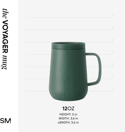 Voyager Signature Mug | Travel Coffee Tumbler with 360° Lid and Handle | Ceramic-Lined Insulated Stainless Steel Iced Cold Brew Cup | 12oz, Blush