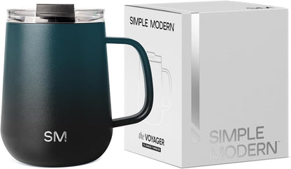 Voyager Signature Mug | Travel Coffee Tumbler with 360° Lid and Handle | Ceramic-Lined Insulated Stainless Steel Iced Cold Brew Cup | 12oz, Blush