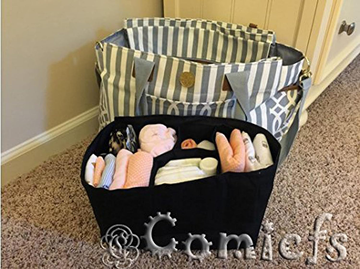 Baby Diaper Bag Insert Organizer (Dimensions: 12 X 6.4 X 8 Inch, Black)