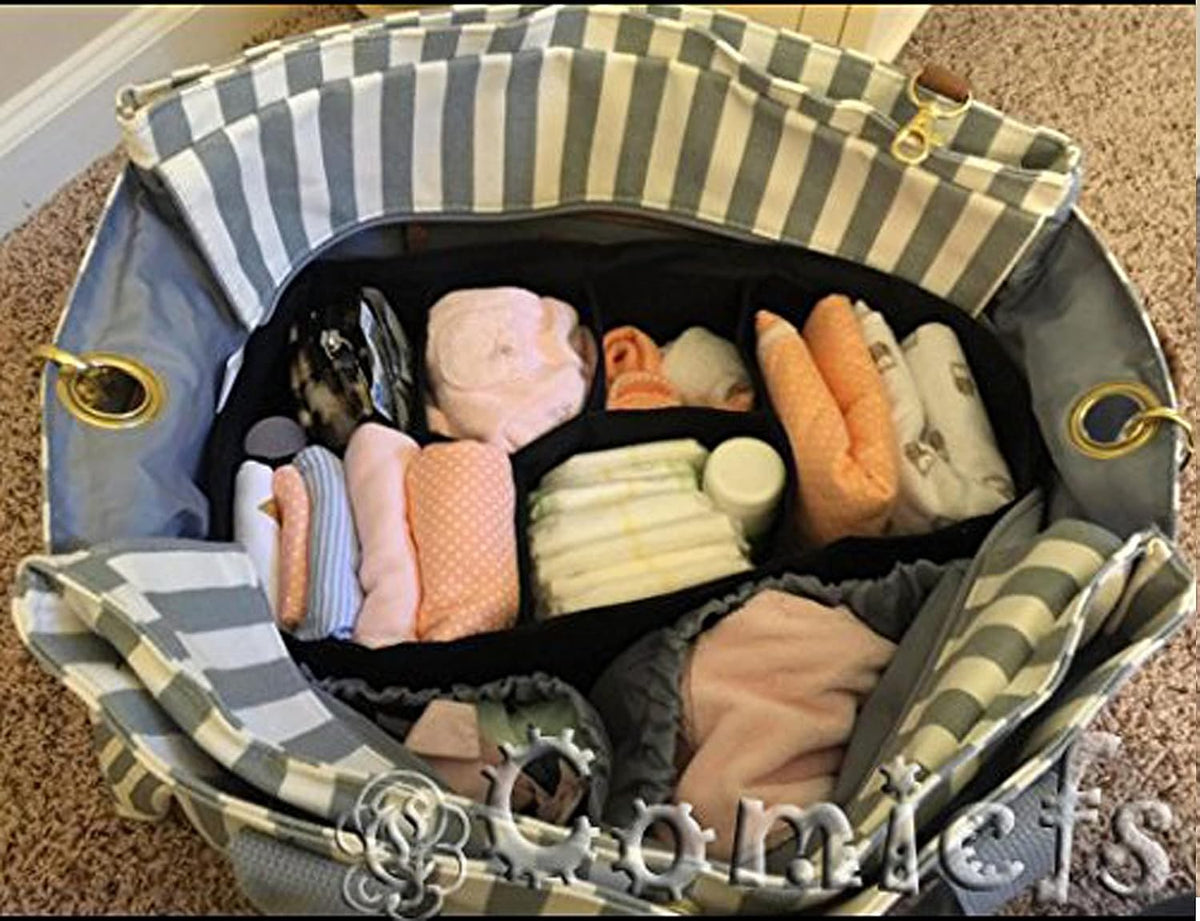 Baby Diaper Bag Insert Organizer (Dimensions: 12 X 6.4 X 8 Inch, Black)