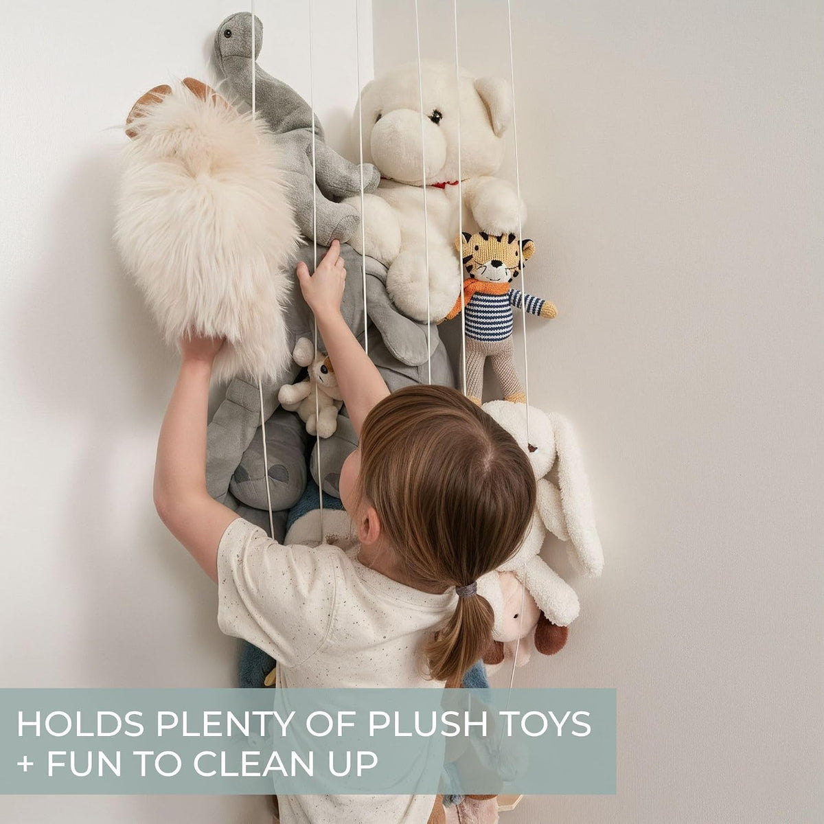 Stuffed Animal Storage Zoo with Decorative Muslin Garland - Toy Organizer
