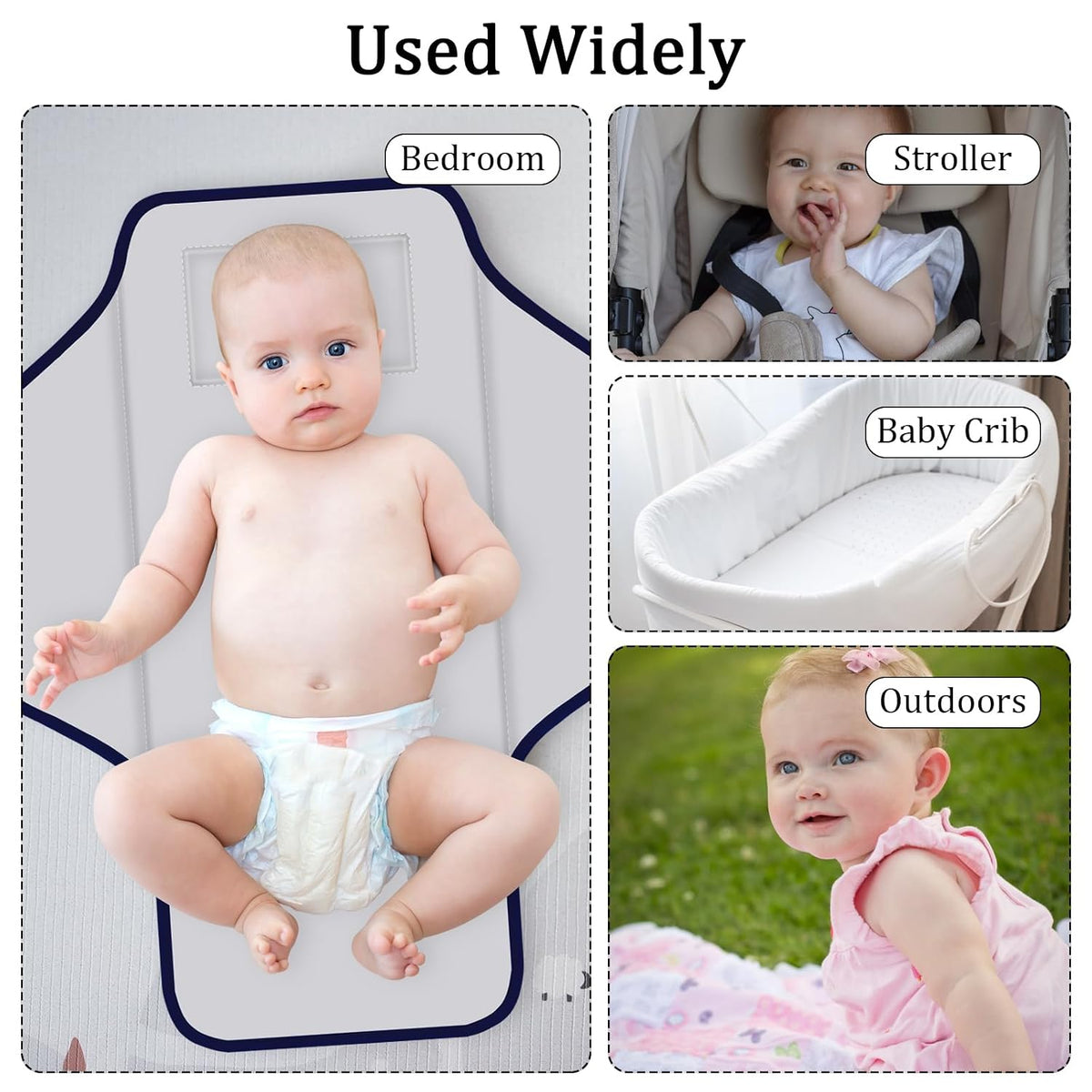 Portable Diaper Changing Pad for Baby & Toddler Waterproof Foldable Baby Changing Mat Built-in Pillow, Travel Infant Changing Pads for Moms Baby Changer Machine Washable