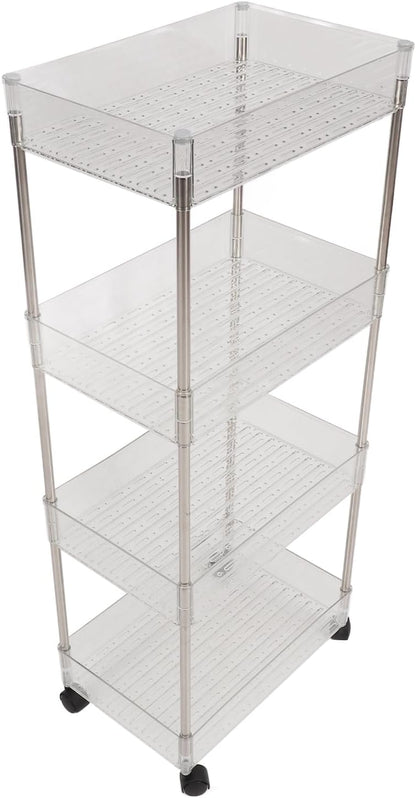 Transparent Large Rectangular Storage Rack, Multifunctional Baby Changing Table Cart, Mobile Shopping Cart Diaper Storage Box for Storage Like Baby Clothes, Baby Wipes