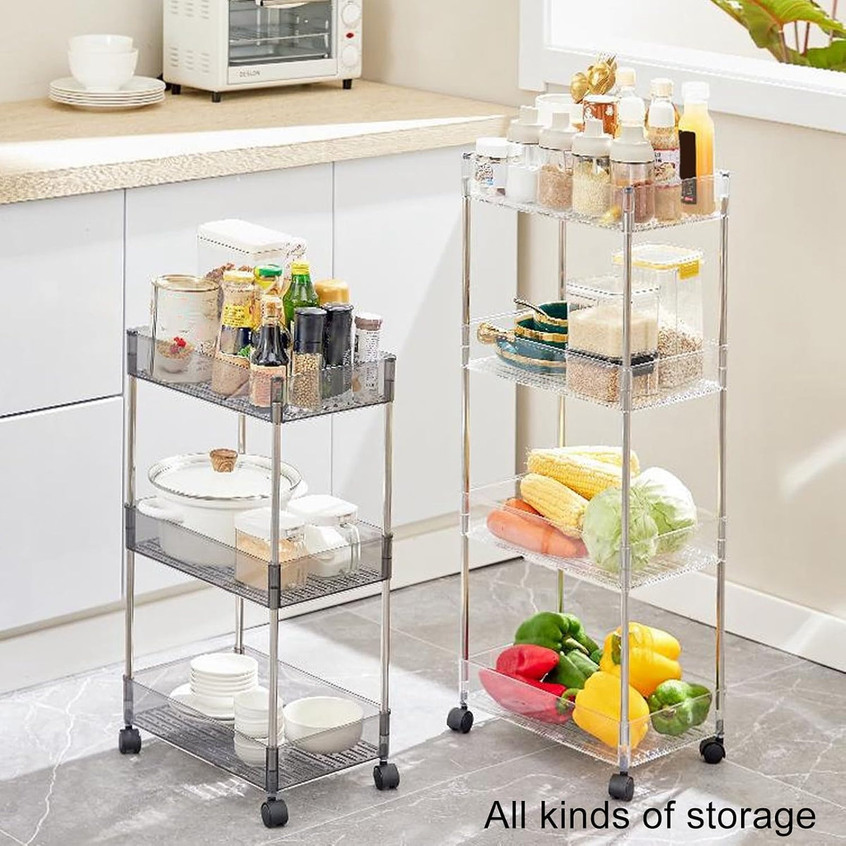Transparent Large Rectangular Storage Rack, Multifunctional Baby Changing Table Cart, Mobile Shopping Cart Diaper Storage Box for Storage Like Baby Clothes, Baby Wipes