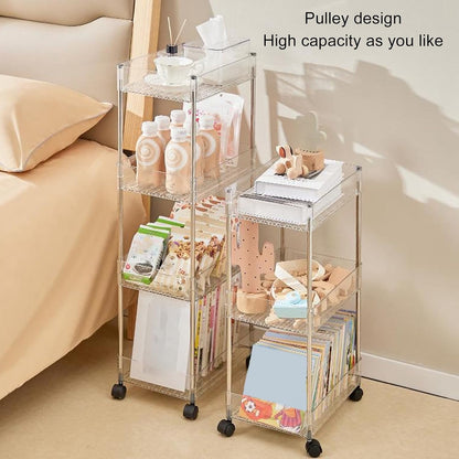 Transparent Large Rectangular Storage Rack, Multifunctional Baby Changing Table Cart, Mobile Shopping Cart Diaper Storage Box for Storage Like Baby Clothes, Baby Wipes