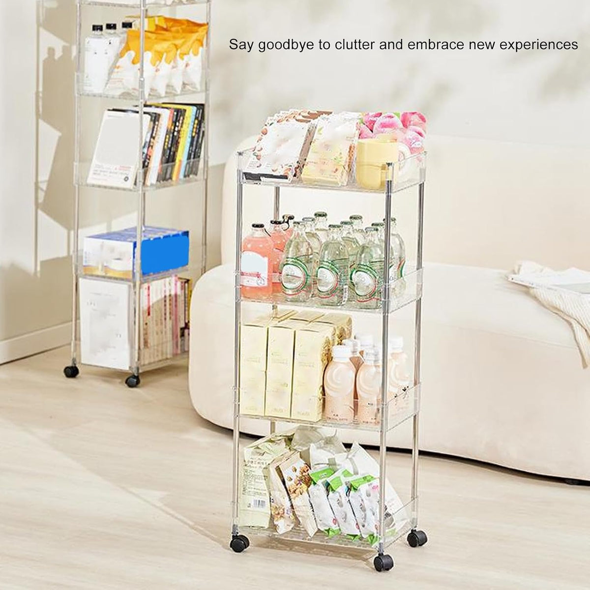 Transparent Large Rectangular Storage Rack, Multifunctional Baby Changing Table Cart, Mobile Shopping Cart Diaper Storage Box for Storage Like Baby Clothes, Baby Wipes