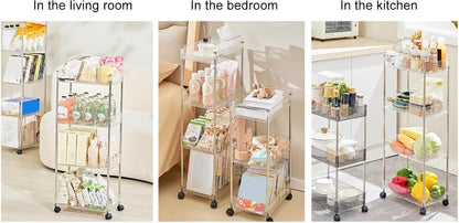 Transparent Large Rectangular Storage Rack, Multifunctional Baby Changing Table Cart, Mobile Shopping Cart Diaper Storage Box for Storage Like Baby Clothes, Baby Wipes