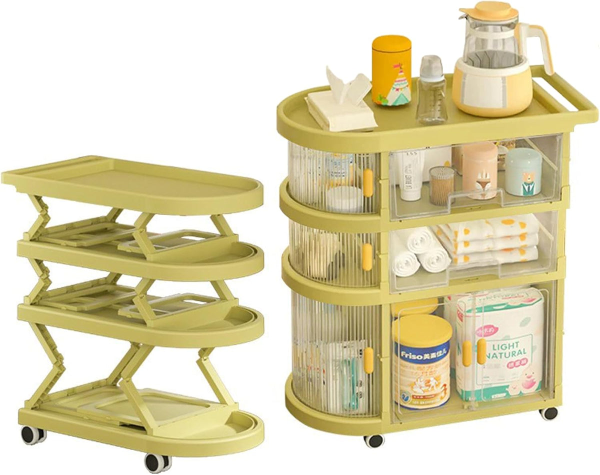 Baby Cart Organizer Diaper Caddy Cart With Wheels Drawers Rolling Room Organizer Plastic Mobile Cart Bedside Cart For Baby Essentials,B