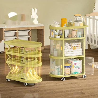 Baby Cart Organizer Diaper Caddy Cart With Wheels Drawers Rolling Room Organizer Plastic Mobile Cart Bedside Cart For Baby Essentials,B