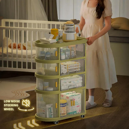 Baby Cart Organizer Diaper Caddy Cart With Wheels Drawers Rolling Room Organizer Plastic Mobile Cart Bedside Cart For Baby Essentials,B