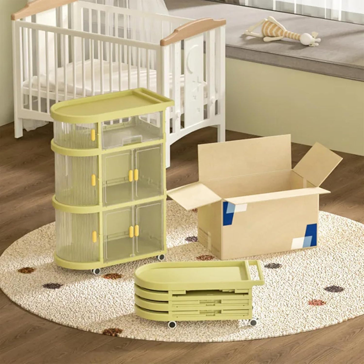 Baby Cart Organizer Diaper Caddy Cart With Wheels Drawers Rolling Room Organizer Plastic Mobile Cart Bedside Cart For Baby Essentials,B
