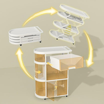 Baby Cart Organizer Diaper Caddy Cart With Wheels Drawers Rolling Room Organizer Plastic Mobile Cart Bedside Cart For Baby Essentials,B