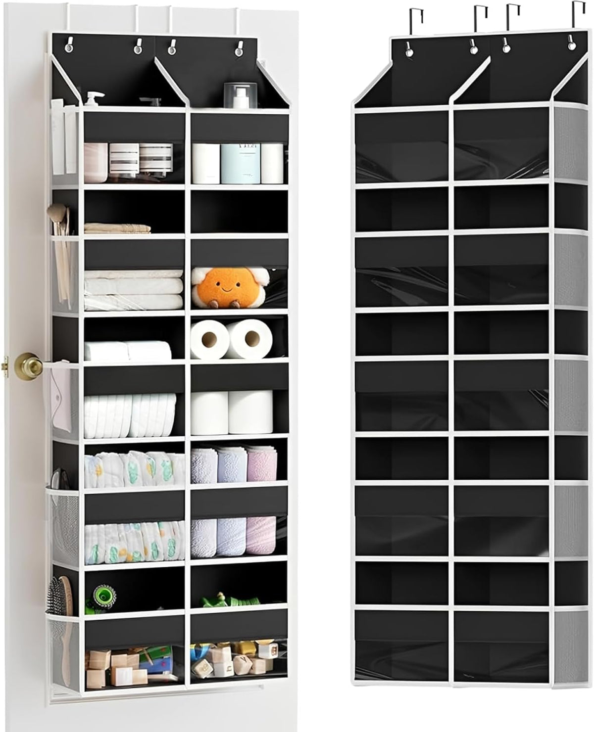 Over The Door Organizer 5 Tiers, Behind The Door Storage with 10 Pockets — Heavy-Duty 600D Oxford Fabric Material, Upgraded Hooks, Hanging Organizer in Cloakrooms, Bathrooms, Bedrooms (Grey)