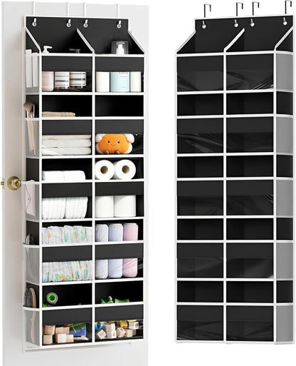 Over The Door Organizer 5 Tiers, Behind The Door Storage with 10 Pockets — Heavy-Duty 600D Oxford Fabric Material, Upgraded Hooks, Hanging Organizer in Cloakrooms, Bathrooms, Bedrooms (Grey)