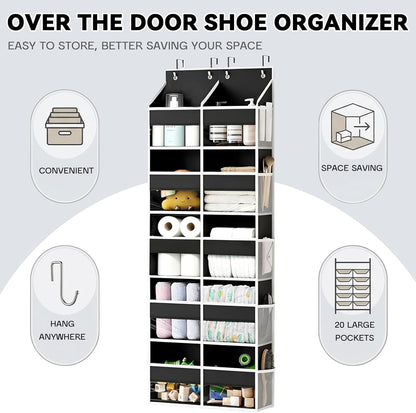 Over The Door Organizer 5 Tiers, Behind The Door Storage with 10 Pockets — Heavy-Duty 600D Oxford Fabric Material, Upgraded Hooks, Hanging Organizer in Cloakrooms, Bathrooms, Bedrooms (Grey)