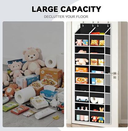 Over The Door Organizer 5 Tiers, Behind The Door Storage with 10 Pockets — Heavy-Duty 600D Oxford Fabric Material, Upgraded Hooks, Hanging Organizer in Cloakrooms, Bathrooms, Bedrooms (Grey)