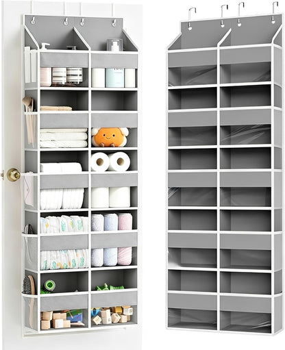 Over The Door Organizer 5 Tiers, Behind The Door Storage with 10 Pockets — Heavy-Duty 600D Oxford Fabric Material, Upgraded Hooks, Hanging Organizer in Cloakrooms, Bathrooms, Bedrooms (Grey)