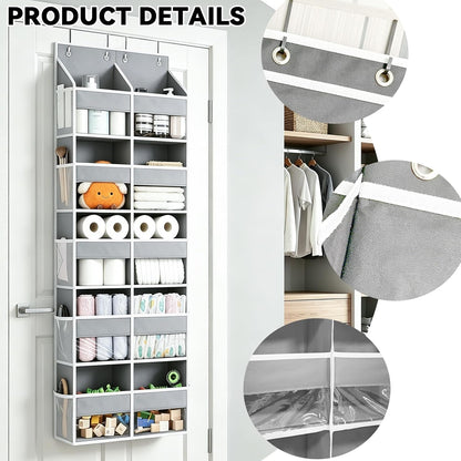 Over The Door Organizer 5 Tiers, Behind The Door Storage with 10 Pockets — Heavy-Duty 600D Oxford Fabric Material, Upgraded Hooks, Hanging Organizer in Cloakrooms, Bathrooms, Bedrooms (Grey)