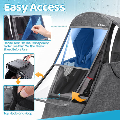 Universal Stroller Rain Cover, Thick & Durable, Sun Protection, Gray