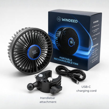 Stroller Fan for Parents with Locking Handlebar Clamp and Battery % Display