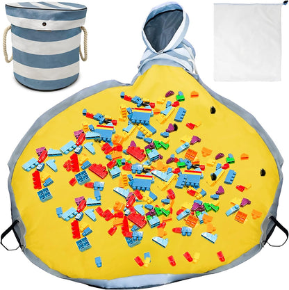Toy Organizer with Playmat and Mesh Bags for Kids - Storage Bin for Boys & Girls Playroom - Container with Mat for Toddler Toys